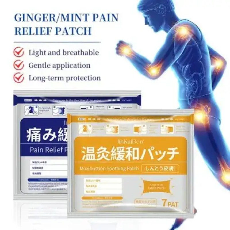 1 Packet (7 Piece) Natural Herbal Menthol Pain Relief Patch – Elastic Muscle & Joint Support Patch for Knee, Back, Neck, Shoulder & Muscle Discomfort