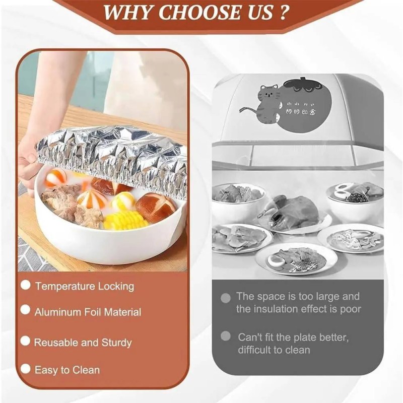 20pcs Reusable Aluminum Foil Food Elastic Bowl Covers Fresh Keeping Food Containers Dish Covers-000925